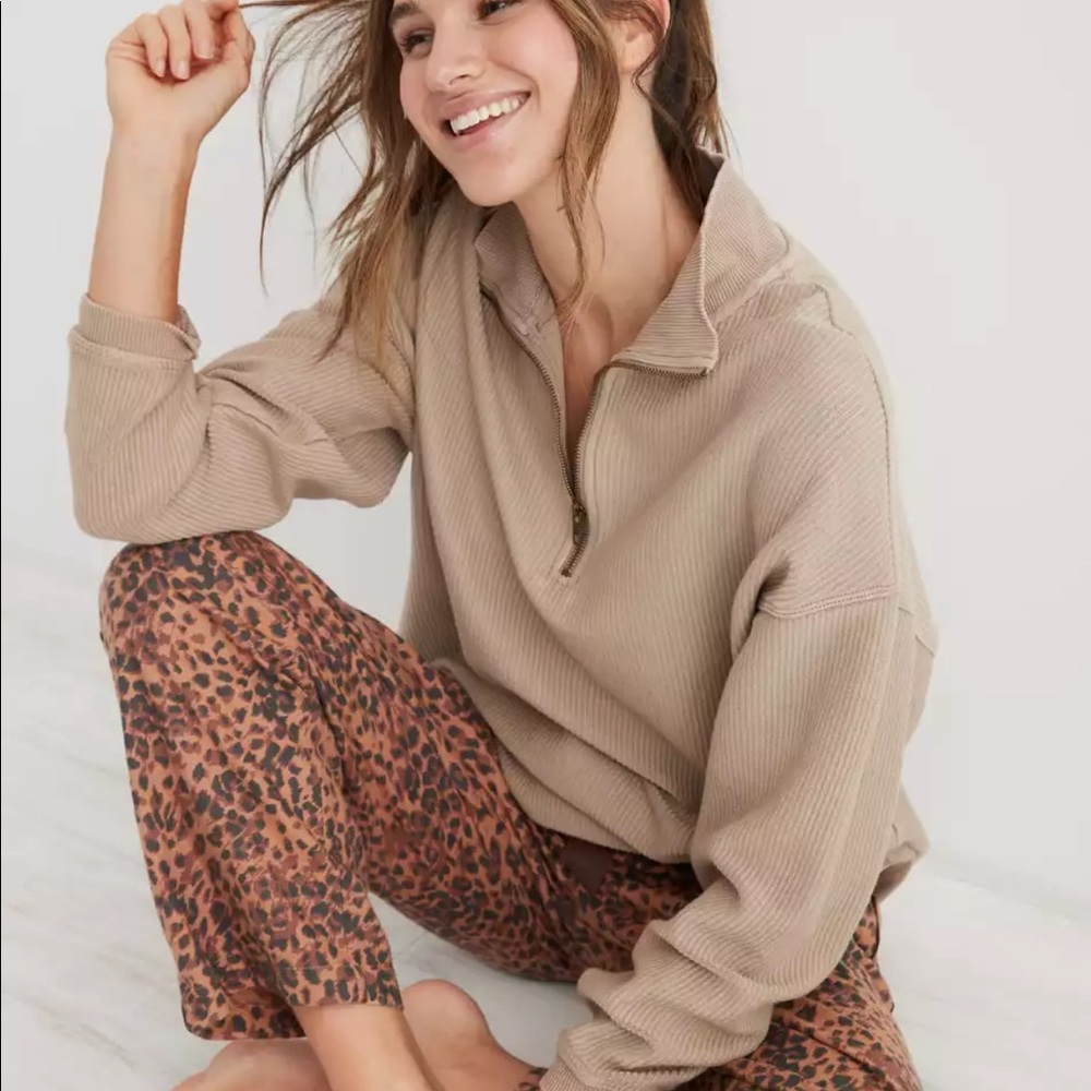 NWT Aerie Good Vibes Corded Oversized Quarter Zip